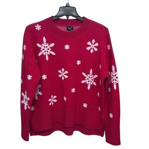 Grace And Karma Snowflake Holiday Sweater Women's Size 1X Winter Red & White‎